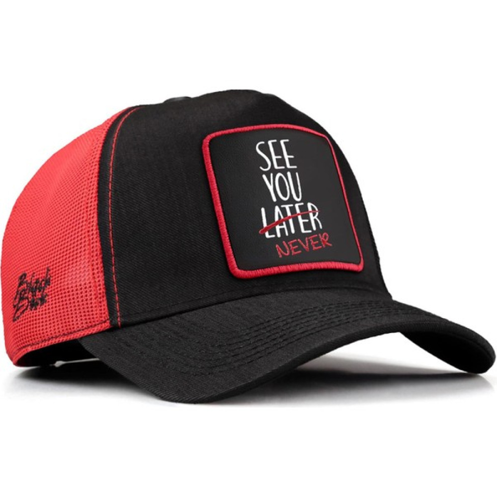 Black Börk V1 Trucker See You Later Never - 2sk Kod Logolu Unisex Siyah-Kırmızı Cordura Kumaş Şapka (Cap) Erkek Şapkası Fiyatı