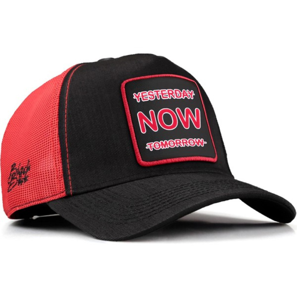 Black Börk V1 Trucker Yesterday Now Tomorrow - 1sk Kod Logolu Unisex Siyah-Kırmızı Cordura Kumaş Şapka (Cap) Erkek Şapkası Fiyatı