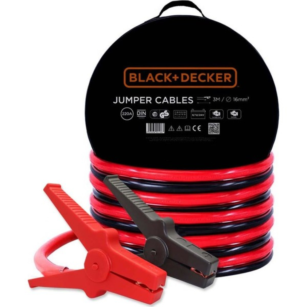 Black Decker Black+Decker BXA11 6V/12V/24V 220AMPER 3metre 16MM² Akü Takviye Kablosu Akü Takviye Kablosu Fiyatı