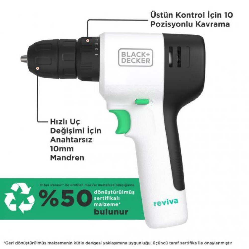 Black & Decker Reviva 12V Sarjli Matkap (15Ah) Matkaplar Fiyatı