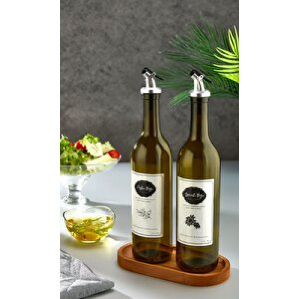Black Deer Ahşap Stantlı Amber 2'li 750 Ml Zeytinyağı Sıvıyağ Şişesi Damlatmaz Yağdanlık Yağlık Beyaz Etiketli Mutfak Gereçleri Fiyatı