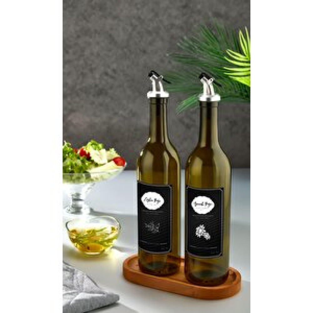 Black Deer Ahşap Stantlı Amber 2'li 750 Ml Zeytinyağı Sıvıyağ Şişesi Damlatmaz Yağdanlık Yağlık Siyah Etiketli Mutfak Gereçleri Fiyatı
