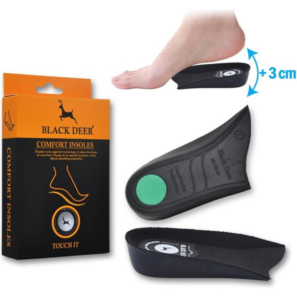 Black Deer Lengthening Technology 3 cm Extender  Siyah Boy Uzatıcı Tabanlık Gizli Topuk Yükselten Kadın Ayakkabıları Fiyatı