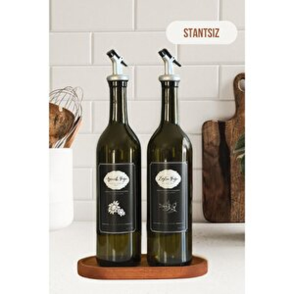 Black Deer Stantsız Amber 2'li 750 Ml Zeytinyağı Sıvıyağ Şişesi Damlatmaz Yağdanlık Yağlık Siyah Etiketli Mutfak Gereçleri Fiyatı