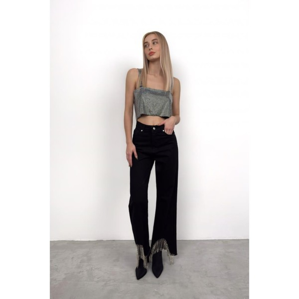 Black Fashion Taş Detay Püsküllü Jean Bayan Jeans / Kot Pantolon Fiyatı