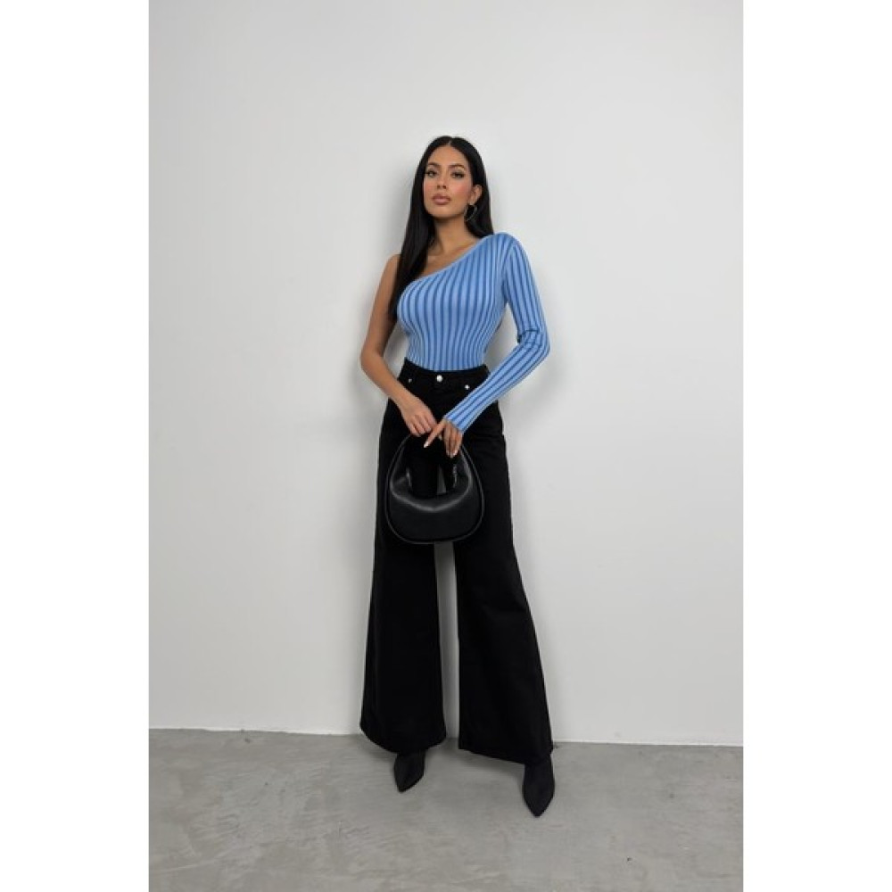 Black Fashion Tek Kol Fitilli Triko Bluz Bluz Fiyatı