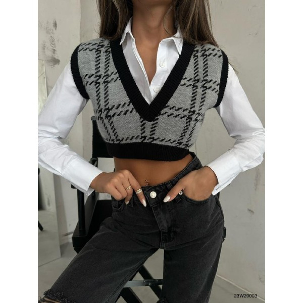 Black Fashion V Yaka Crop Süveter Bayan Kazak & Süveter & Triko Fiyatı
