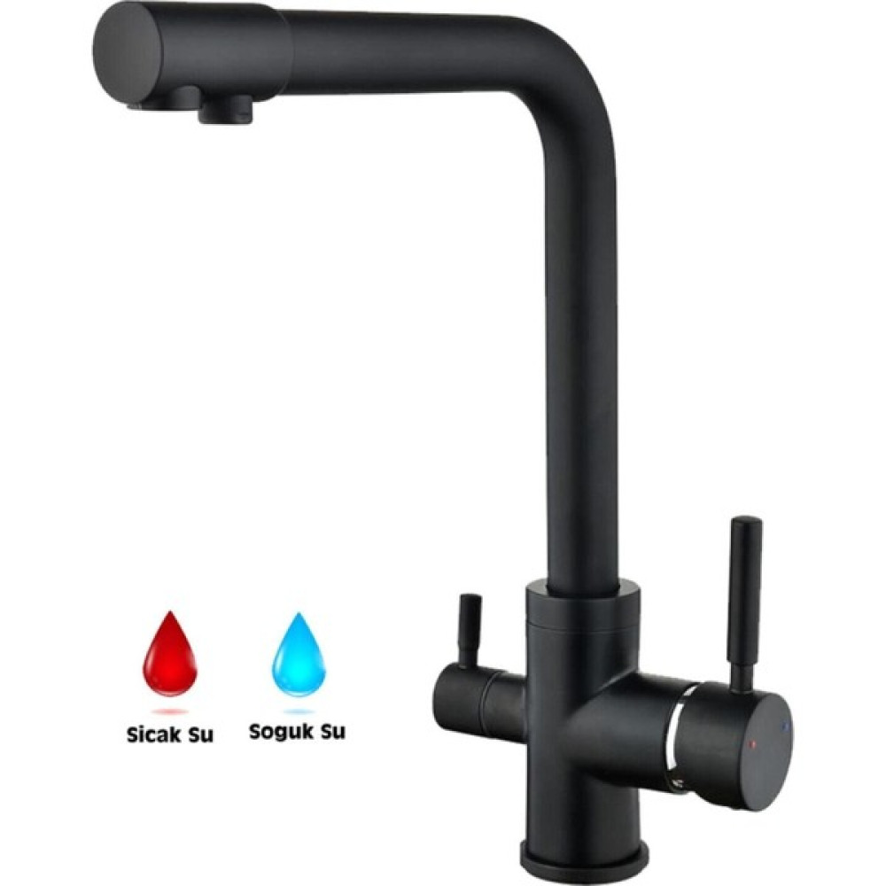 Black Fit Blackfit 5 Yıl Garantili Arıtmalı Mutfak Batsı Siyah Lüx Mutfak Evye Bataryası 3 Yollu Bataryalar & Musluklar Fiyatı
