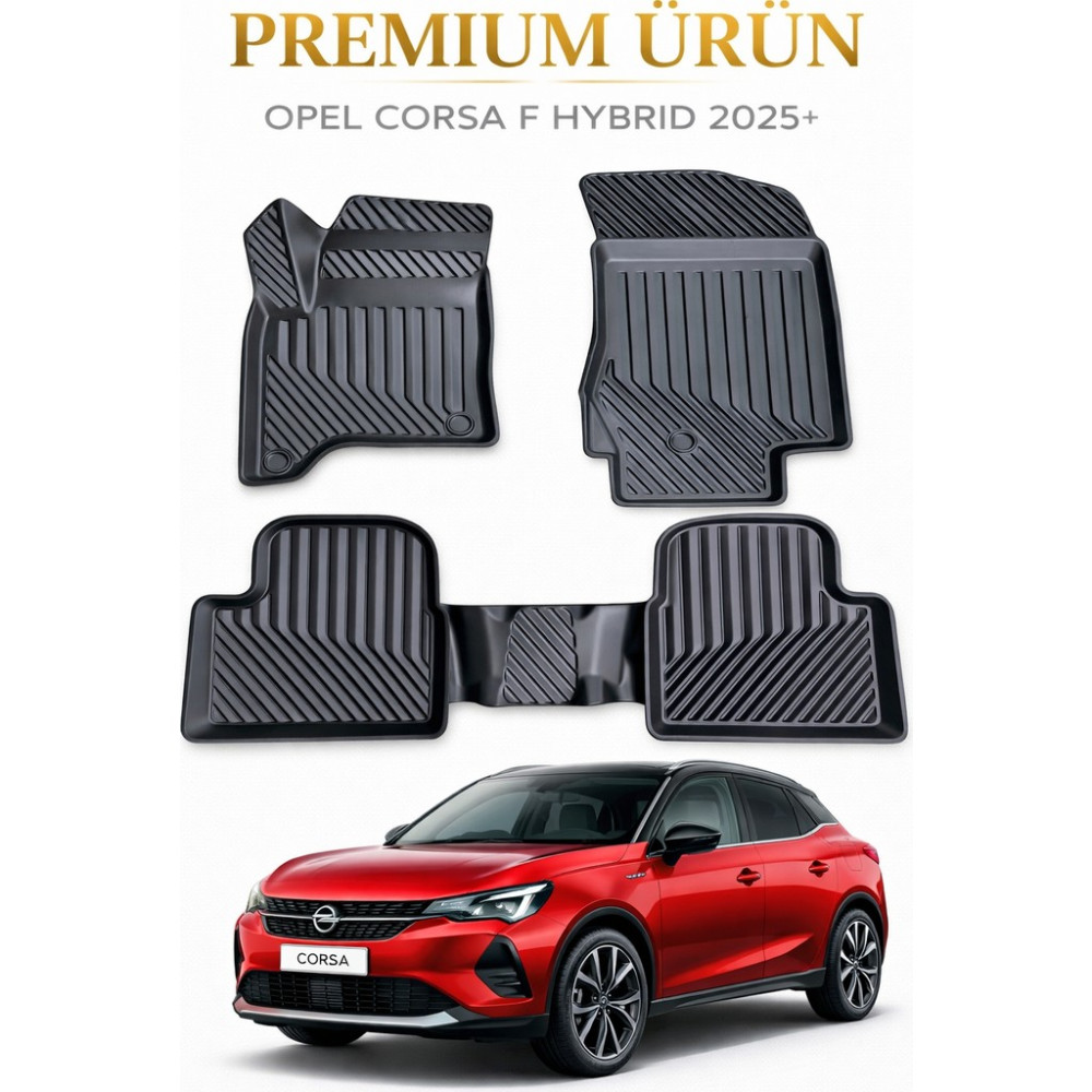 Black Gold Opel Corsa F 2024+ Hybrid Uyumlu 3D Oto Paspas Premium - Siyah Oto Paspas Fiyatı