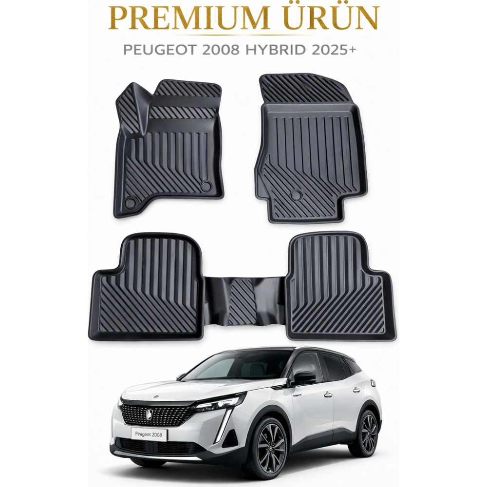 Black Gold Peugeot 2008 2024+ Hybrid Uyumlu 3D Oto Paspas Premium - Siyah Oto Paspas Fiyatı