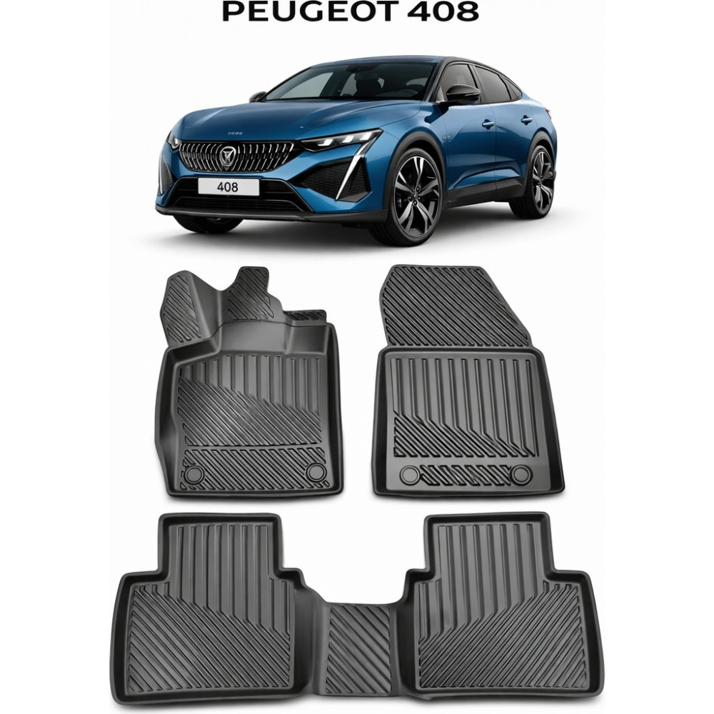 Black Gold Peugeot 408 2023+ Uyumlu 3D Premium Havuzlu Oto Paspas Peugeot 408 - Siyah Oto Paspas Fiyatı