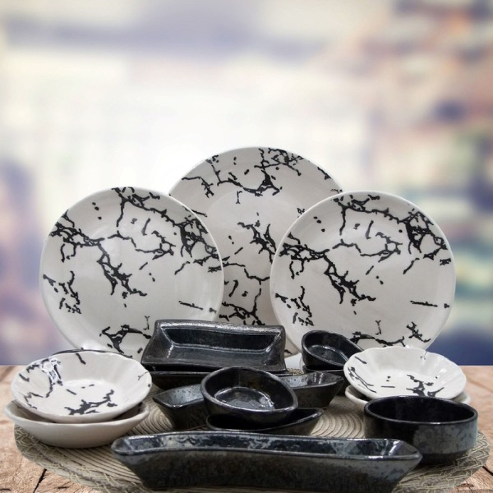Black Marble Desen 19 Parça Kahvaltı Takımı Kahvaltı Takımı Fiyatı