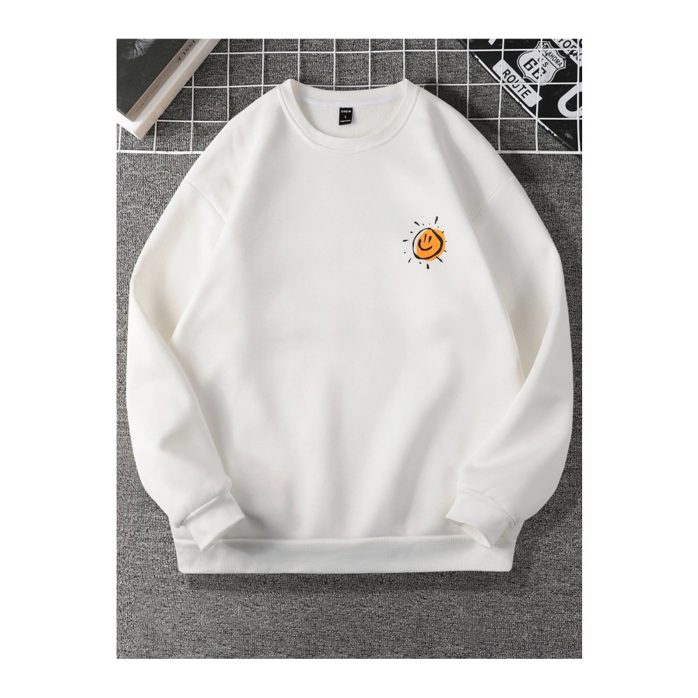 BLACK NİCE Unisex Önü Güneş Baskılı Oversize Bisiklet Yaka Swetshirt M/L Beden Bayan Sweatshirt Fiyatı