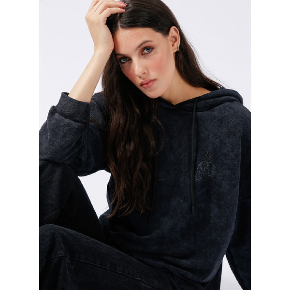 Black On Black Kapüşon Yaka Baskılı Siyah Kadın Sweatshirt K-Ardıto Bayan Sweatshirt Fiyatı
