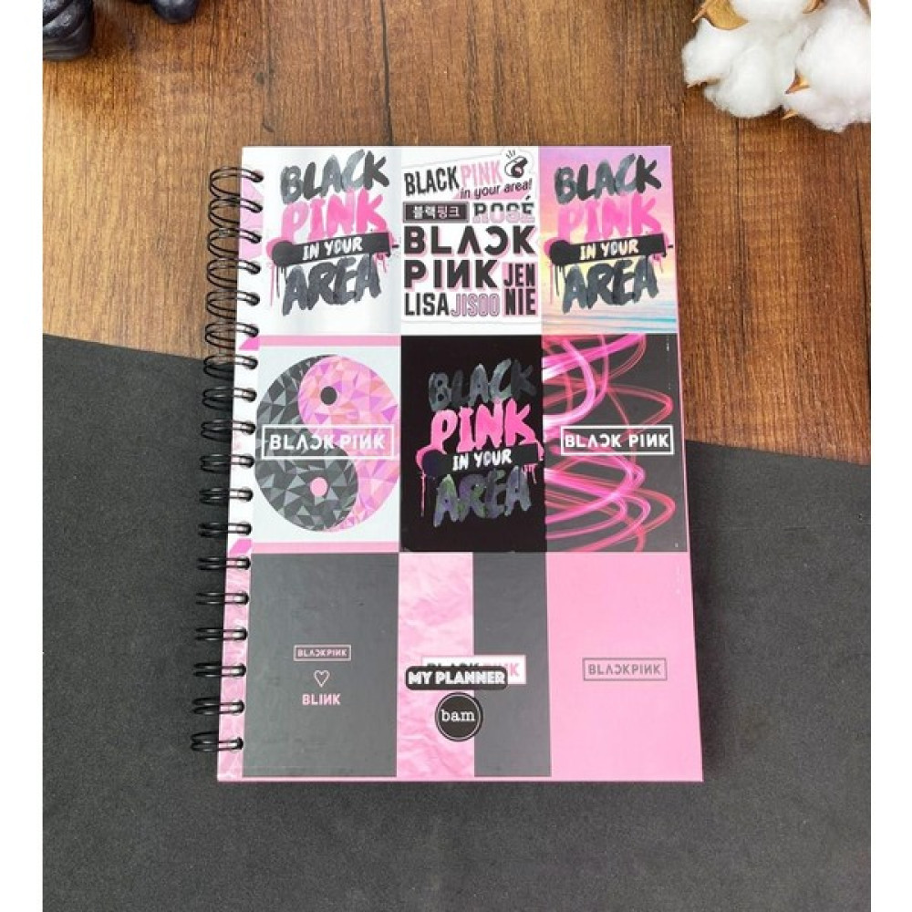 Black Pink Tasarımlı Spiralli Sticker'lı Tarihsiz Konuşan Ajanda Haftalık Planlayıcı Defter Defter Fiyatı