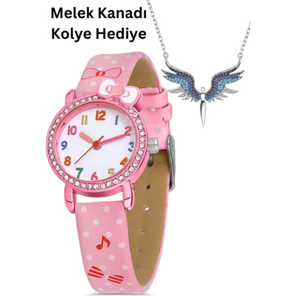 Black Point Pembe Renk Kız Çocuk Kol Saati ve Melek Kanadı Kolye Seti Doğum Günü-Yılbaşı - Sürpriz Seti Kol Saatleri Fiyatı
