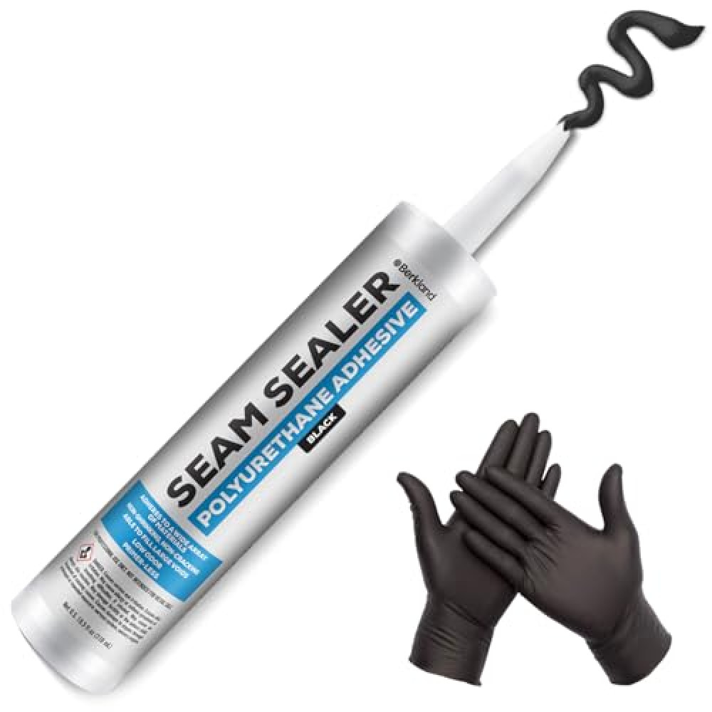 Black Polyurethane Seam Sealer Automotive Compound Kit - Durable & Flexible Auto Body Filler - Seam & Joint Compound for Bare, Primed or Painted Surfaces - Automotive Seam Sealer [Black]