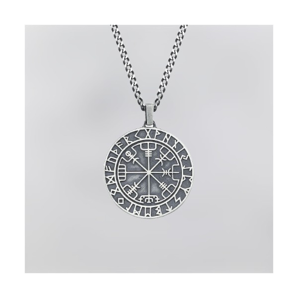 Black Silver Vegvisir Kolye Gümüş Kolye Fiyatı