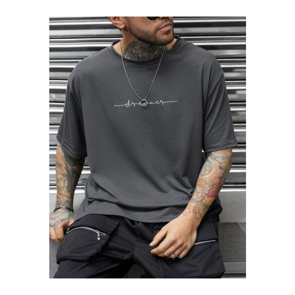 Black Sokak Blacksokak Erkek Antrasit Dreamer Baskılı Oversize Bisiklet Yaka Tshirt M Beden Bayan T-shirt Fiyatı
