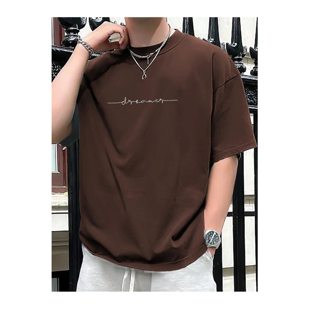 Black Sokak Blacksokak Erkek Kahverengi Dreamer Baskılı Oversize Bisiklet Yaka Tshirt L Beden Bayan T-shirt Fiyatı