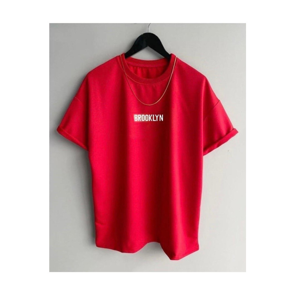 Black Sokak Blacksokak Erkek Kırmızı Brooklyn Baskılı Oversize Bisiklet Yaka Kısa Kollu Tshirt M Beden Bayan T-shirt Fiyatı