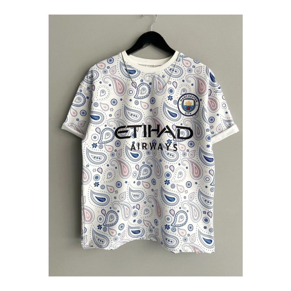 Black Sokak Blacksokak Erkek Mavi Beyaz Manchester City Oversize Bisiklet Yaka Tshirt S Beden Bayan T-shirt Fiyatı