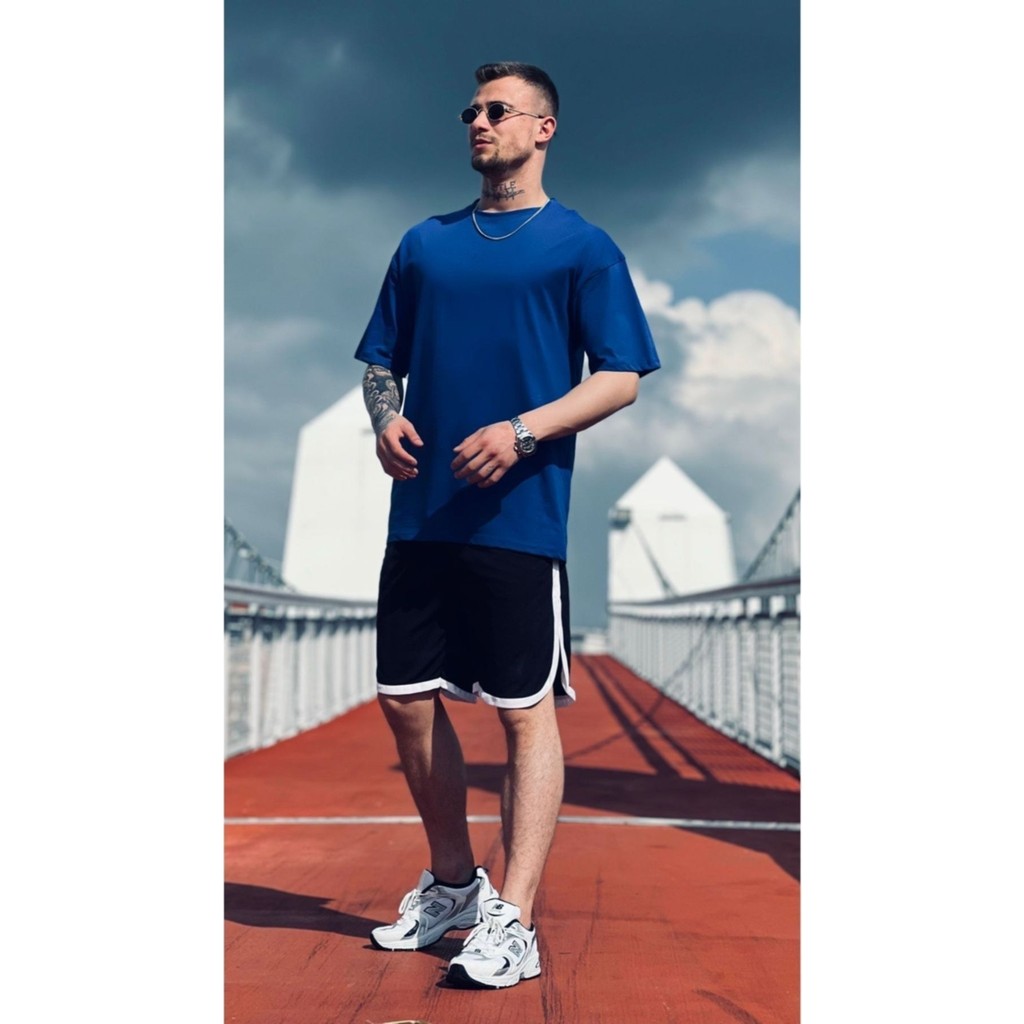 Black Sokak Erkek Lavcivert Düz Oversize Tshirt Erkek T-shirt Fiyatı