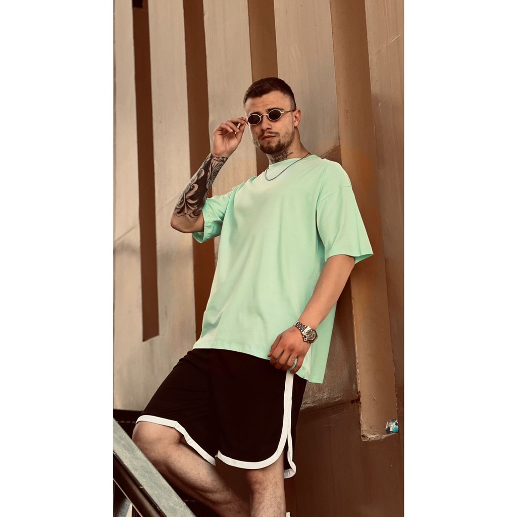 Black Sokak Erkek Yeşil Düz Oversize Tshirt Erkek T-shirt Fiyatı