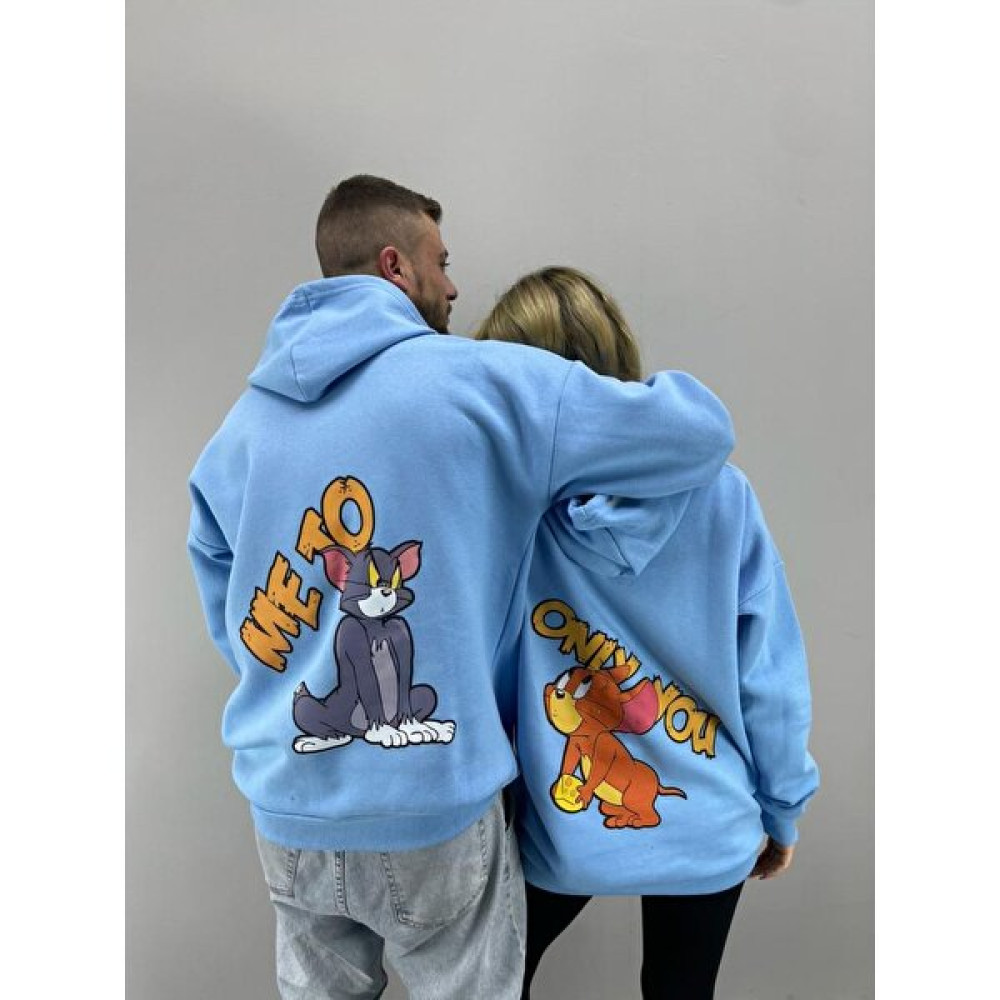 Black Sokak Mavi Mee To Baskılı Sweatshirt Sevgili Çift Kombini İkili Set Erkek Sweatshirt Fiyatı