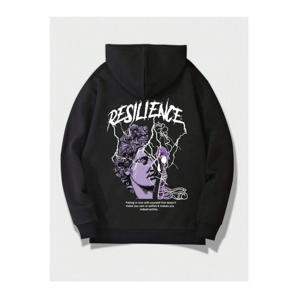 Black Sokak Siyah Resilience Baskılı Oversize Kapüşonlu Erkek Sweatshirt M Beden Bayan Sweatshirt Fiyatı