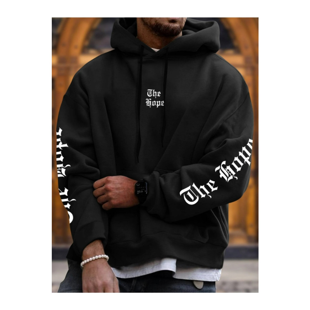 Black Sokak Siyah The Hope Baskılı Oversize Kapüşonlu Erkek Sweatshirt XL Beden Bayan Sweatshirt Fiyatı
