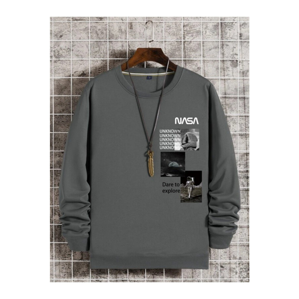 Black Sokak Unisex Antrasit Nasa Baskılı Bisiklet Yaka Sweatshirt S Beden Bayan Sweatshirt Fiyatı