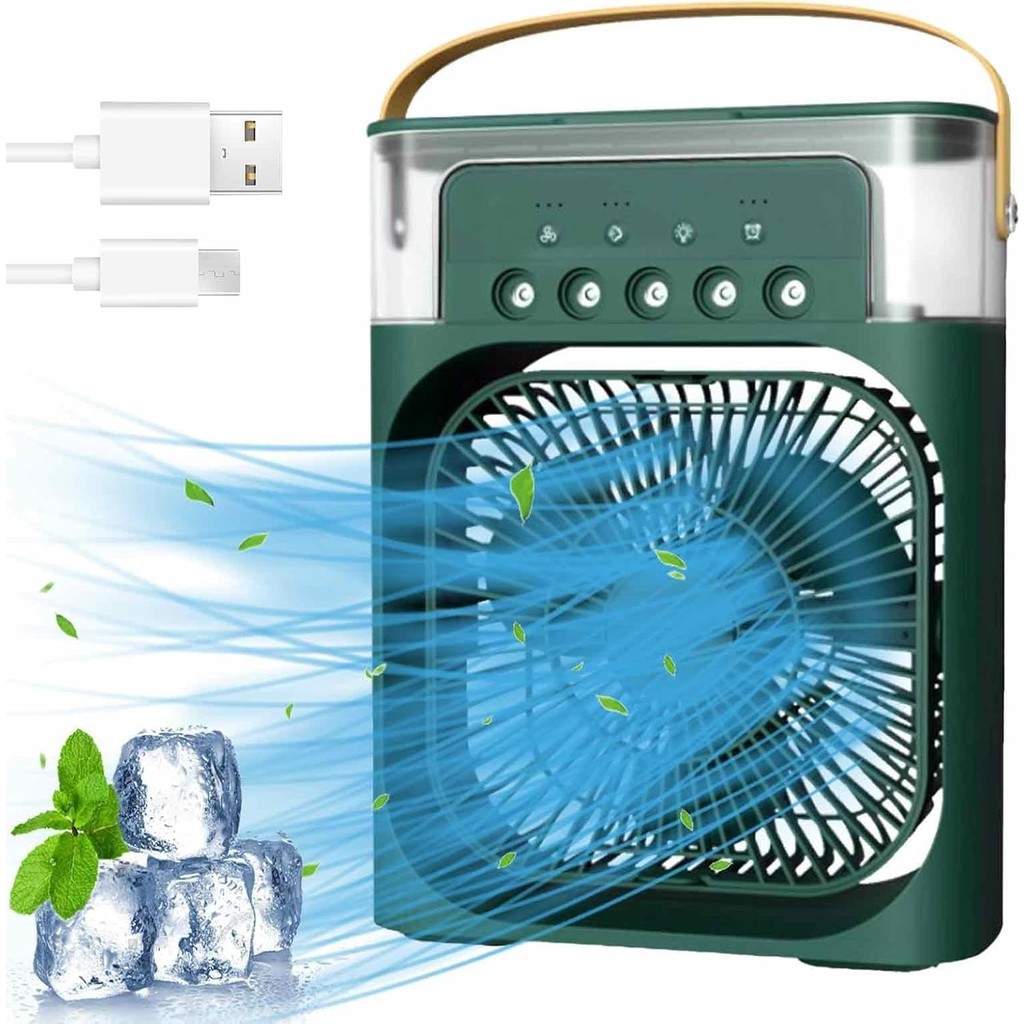 Blackbird Game Center Glr HR001 Yeşil Buzlu Vantilatör Mini Fan 5 Spreyli Su Püskürtmeli 600 ML Buhar Makinesi Nemlendirici Mini Klima Klimalar Fiyatı