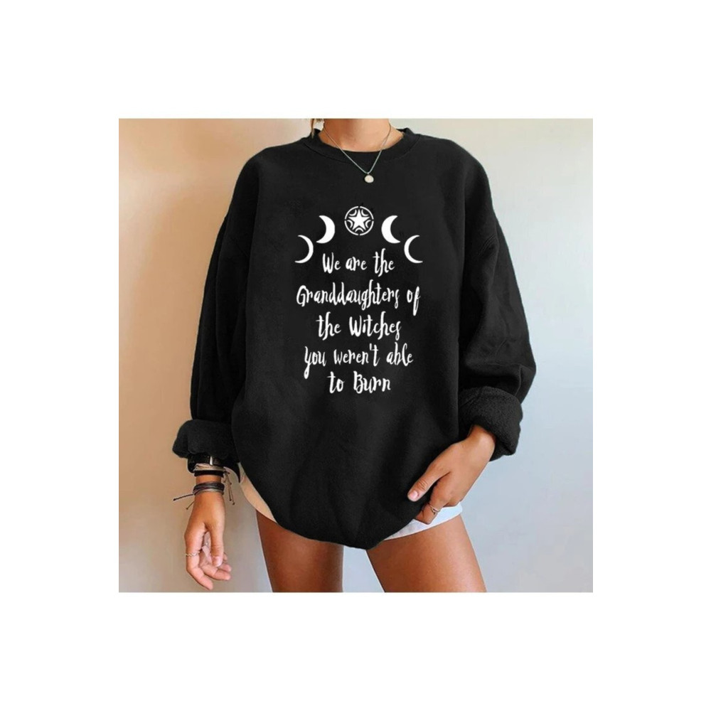blackbonds Granddaughters Ay Yıldız Baskılı Oversıze Siyah Sweatshirt M Beden Bayan Sweatshirt Fiyatı