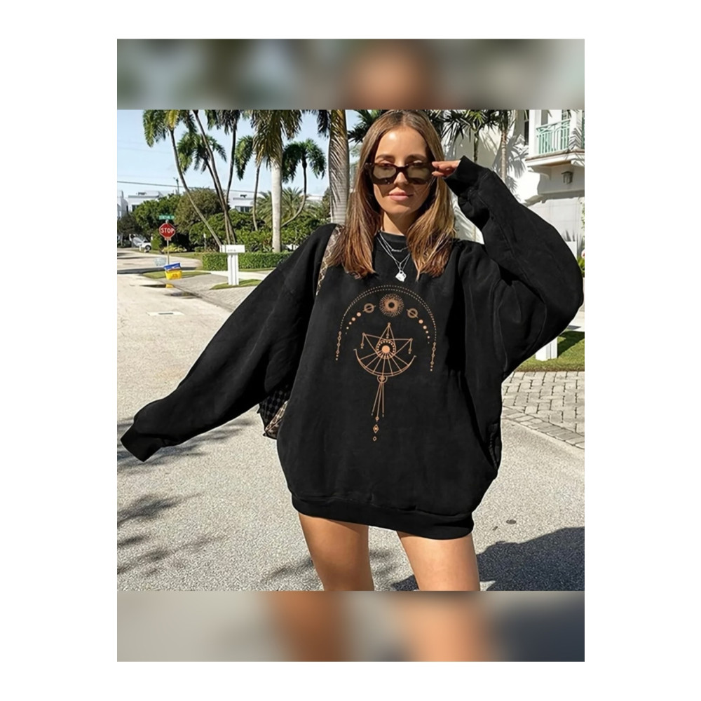 blackbonds Kadın Bakır Terazi Baskılı Oversıze Unısex Sweatshirt Uzun Blckbnds XL Beden Bayan Sweatshirt Fiyatı