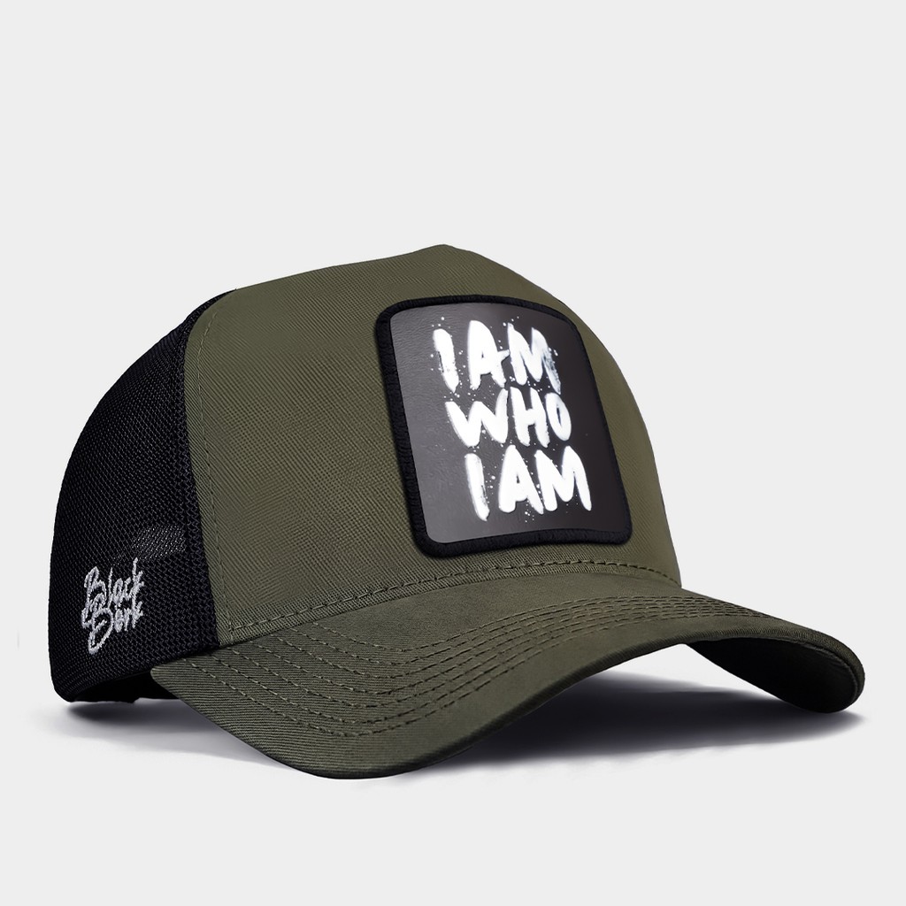 BlackBörk I Am Who I Am Logolu Haki-Siyah Trucker Şapka Erkek Şapkası Fiyatı