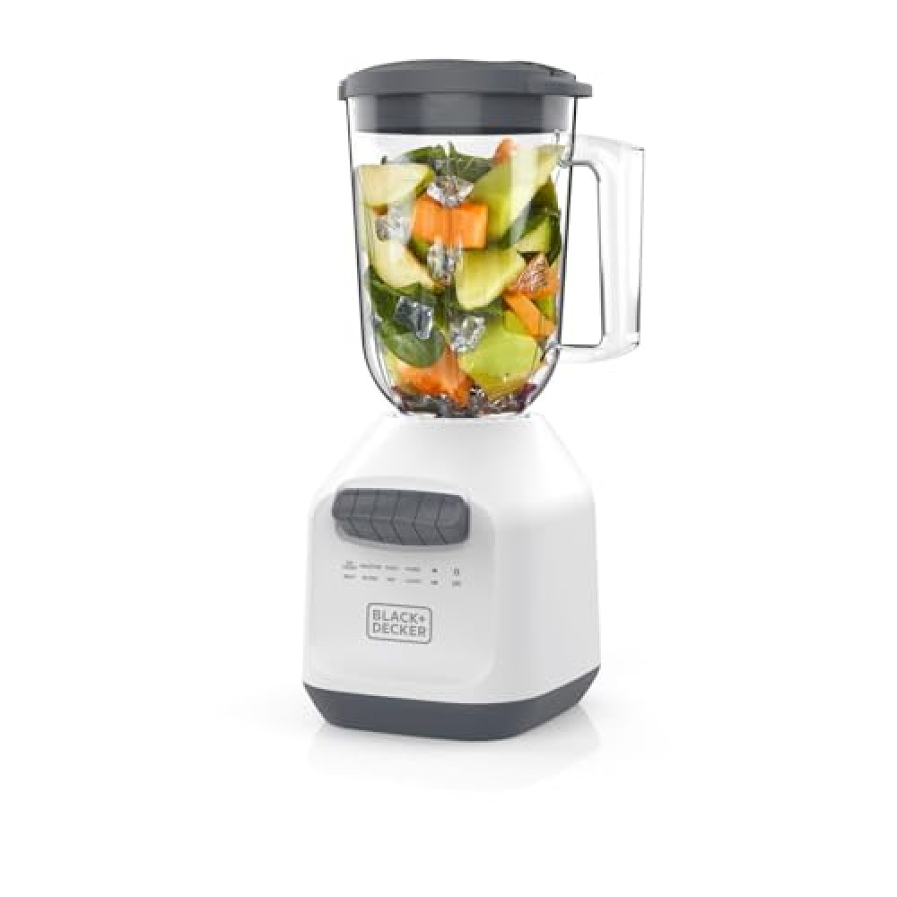 BLACK+DECKER 750W Ice Crushing Blender, 56oz PerfectPour Jar, 6-Tip Stainless Steel Blade, 8 Speeds + Pulse, White Blenders Fiyatı