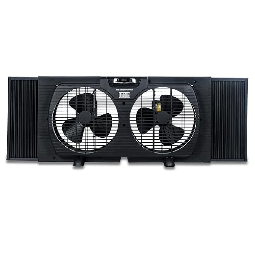 BLACK+DECKER 9" Dual Window Fan for Window Screen with 2 Speed Settings, Twin Window Fan with Mechanical Controls and Removable Legs, Horizontal Cooling Fan for Window