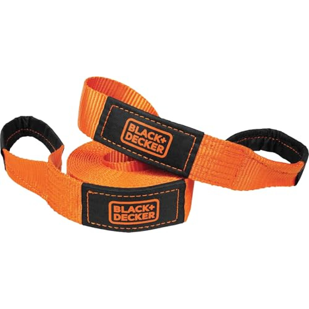 BLACK+DECKER BD1001 Black/Orange 2" x 20' Recovery Strap - 3,000 lb Safe Wortking Load / 9,000 lb Break Strength