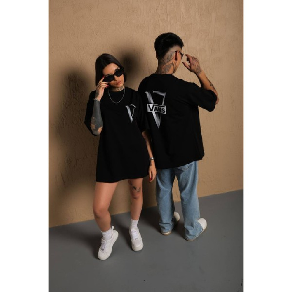 Blackest Vans Yazılı Ön ve Arka Baskı Detaylı Company Penye Oversize Beyaz Tişört Erkek T-shirt Fiyatı