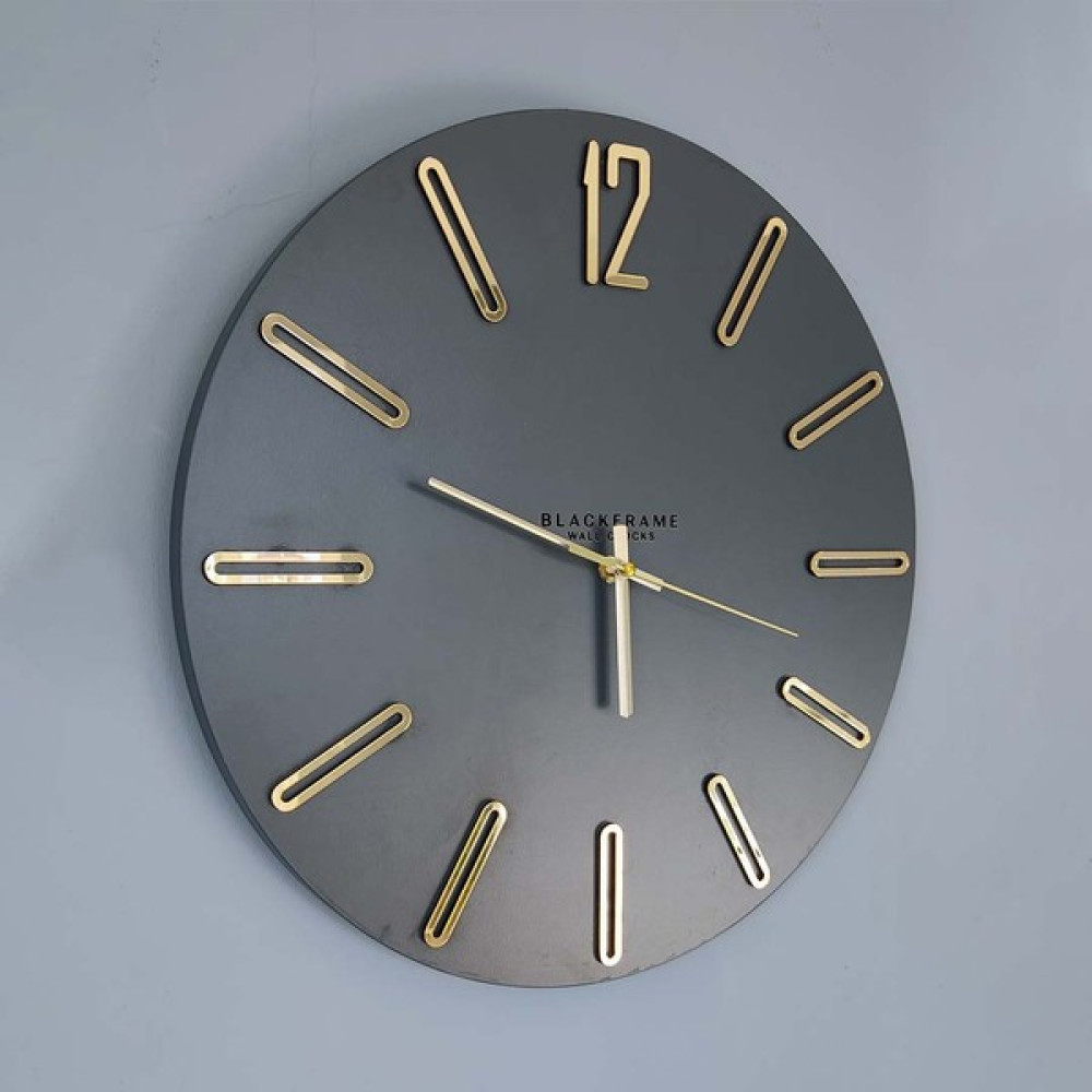 Blackframe - New Modern Style - Antrasit Gri & Gold - 45CM Duvar Saati Dekoratif Saat Fiyatı