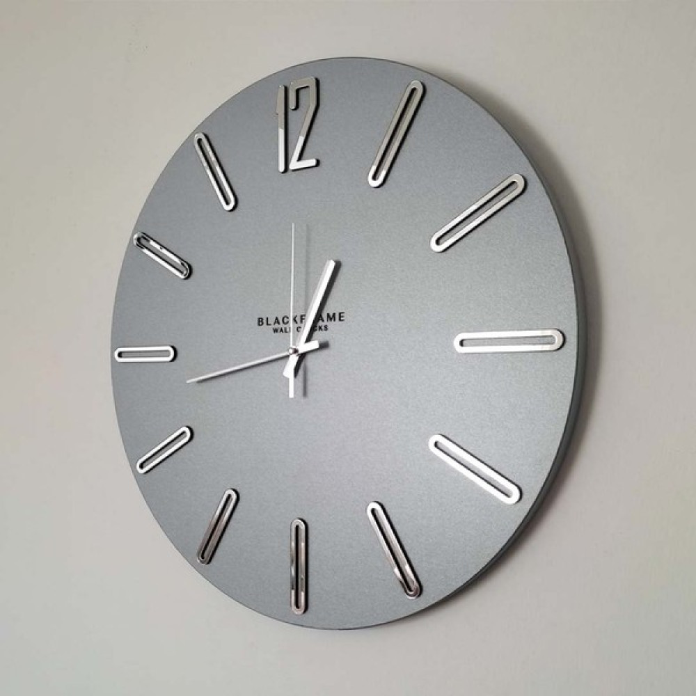 Blackframe - New Modern Style - Gri & Gümüş- 45CM Duvar Saati Dekoratif Saat Fiyatı