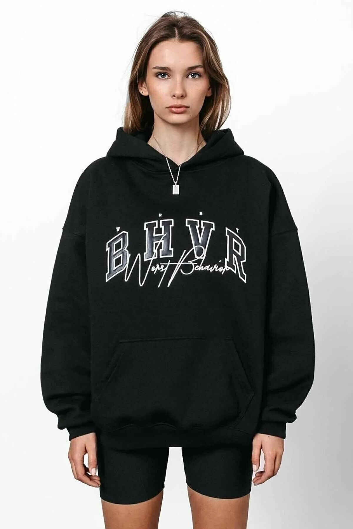 blackjack giyim Blackjackgiyim Bhvr Siyah Sweatshirt Kapşonlu L Beden" Bayan Sweatshirt Fiyatı