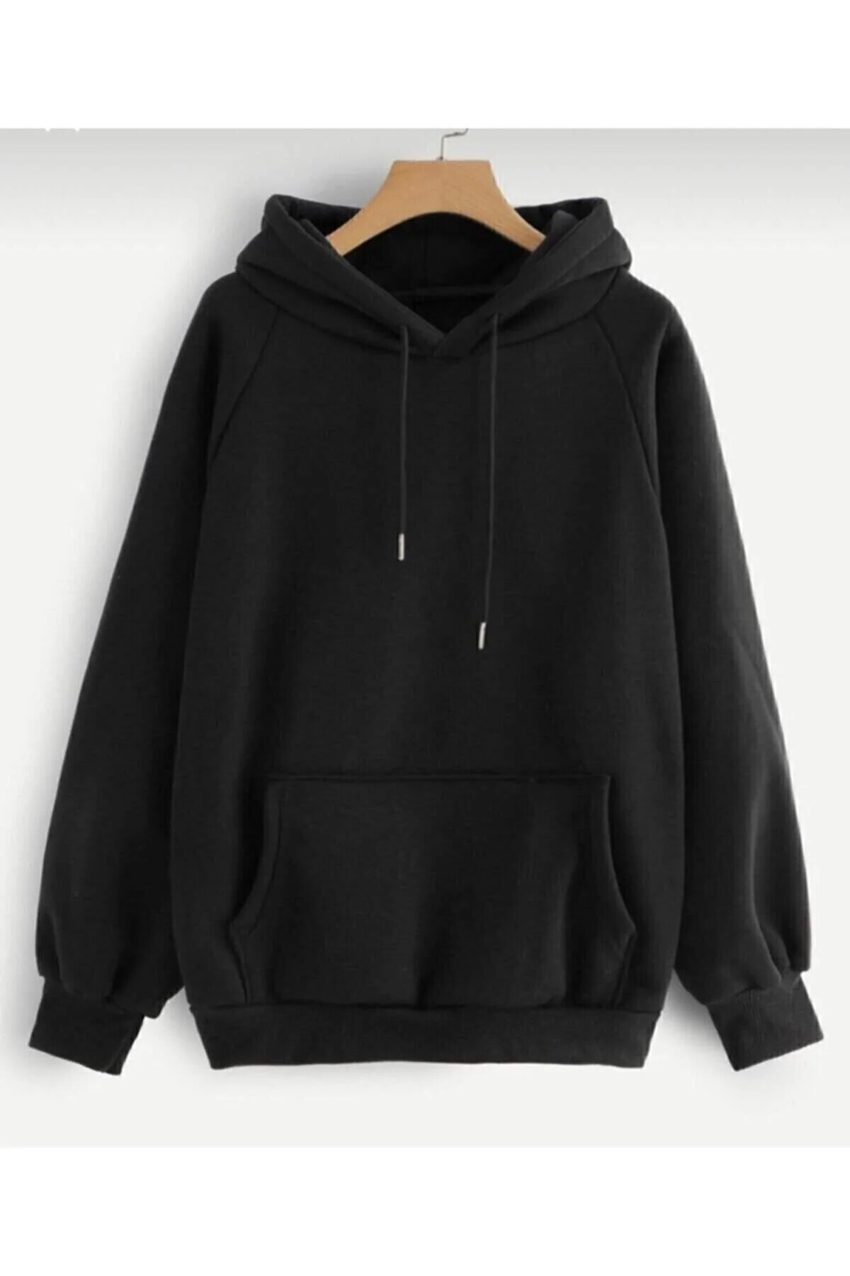 blackjack giyim Unisex Düz Siyah Kapüşonlu Sweatshirt L Beden" Bayan Sweatshirt Fiyatı