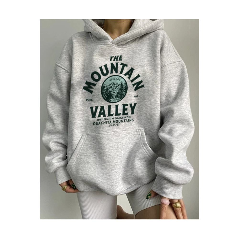 blackjack giyim Unisex Gri Oversize Kapüşonlu Kanguru Cepli The Mountain Baskılı Sweatshirt Hoodie 6XL Beden Bayan Sweatshirt Fiyatı