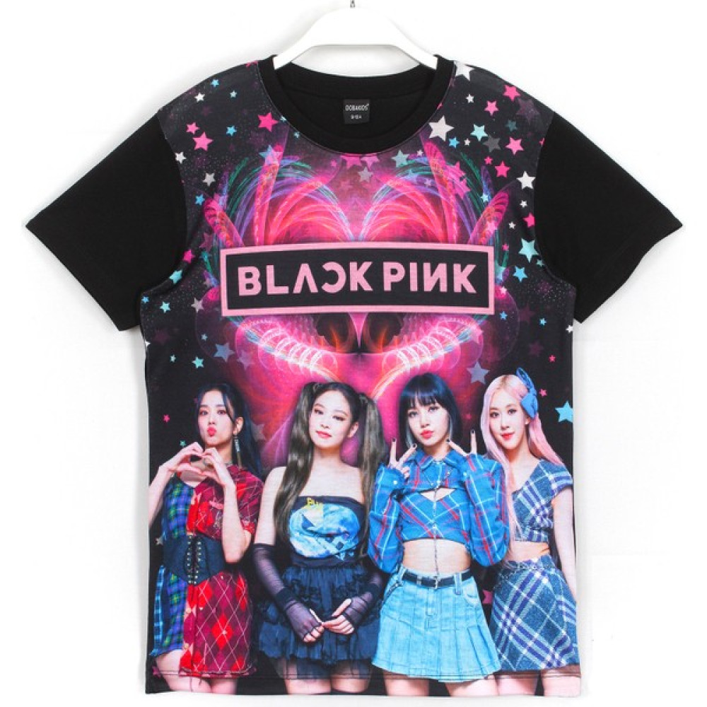 Blackpink K-Pop Grup Dijital Baskı Kız Çocuk Siyah Renk T-Shirt Kız Çocuk T-shirt Fiyatı