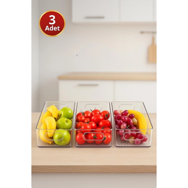 Blackstar Dolap Içi, Buzdolabı Düzenleyici, Banyo ve Mutfak Organizer – Şeffaf (3 Adet) - 26 X 15,5 CM Buzdolapları Fiyatı