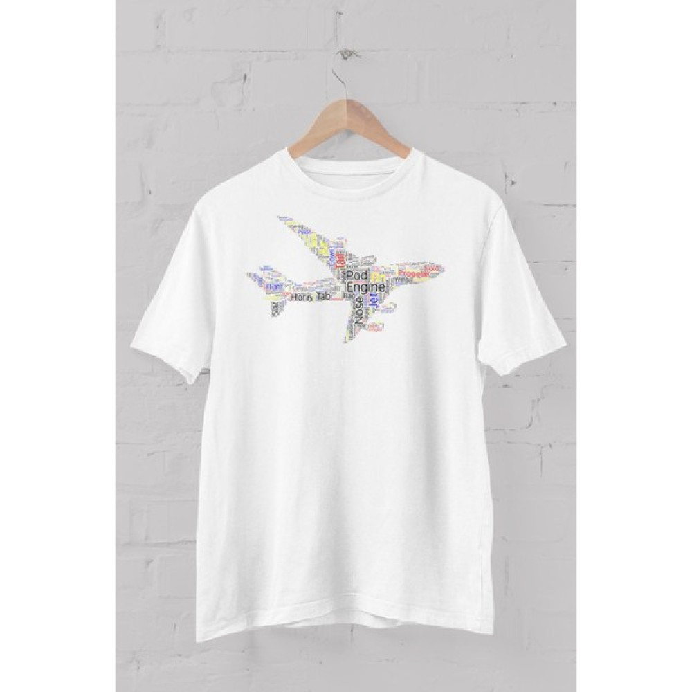 Blah Uçak Tipografi Baskılı Bisiklet Yaka Erkek Tişört Erkek T-shirt Fiyatı