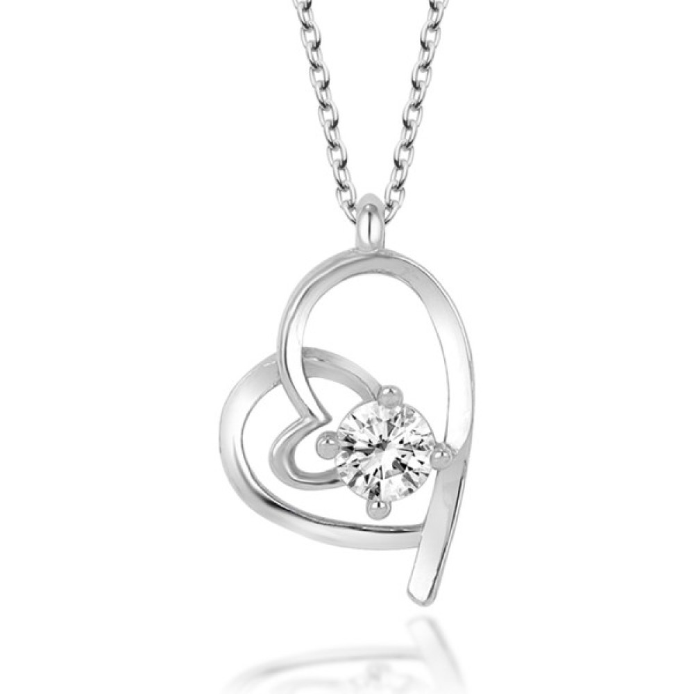 Blaine Dior Swarovski Kalp Imza Kolye | 925 Ayar Gerçek Gümüş | Swarovski Zirkon Gümüş Kolye Fiyatı