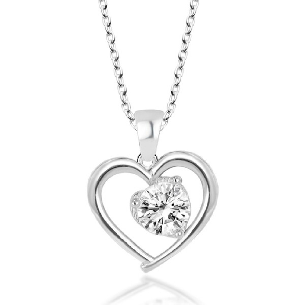 Blaine Dior Swarovski Kalp Kolye | 925 Ayar Gerçek Gümüş | Swarovski Zirkon Gümüş Kolye Fiyatı